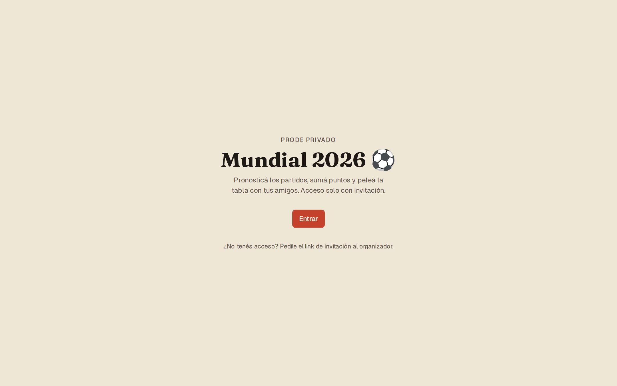 Prode Mundial 2026 — Private World Cup Predictions League
